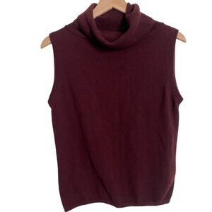NWT Burberry Cashmere Sleeveless Turtleneck Sweater Burgundy Sz XL